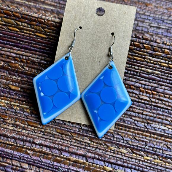 BOGO FREE Blue triangle 1980s earrings ￼ - Picture 1 of 4